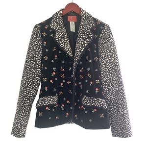 80's Mixed Print Wool & Velvet Blazer by Kenzo Jungle